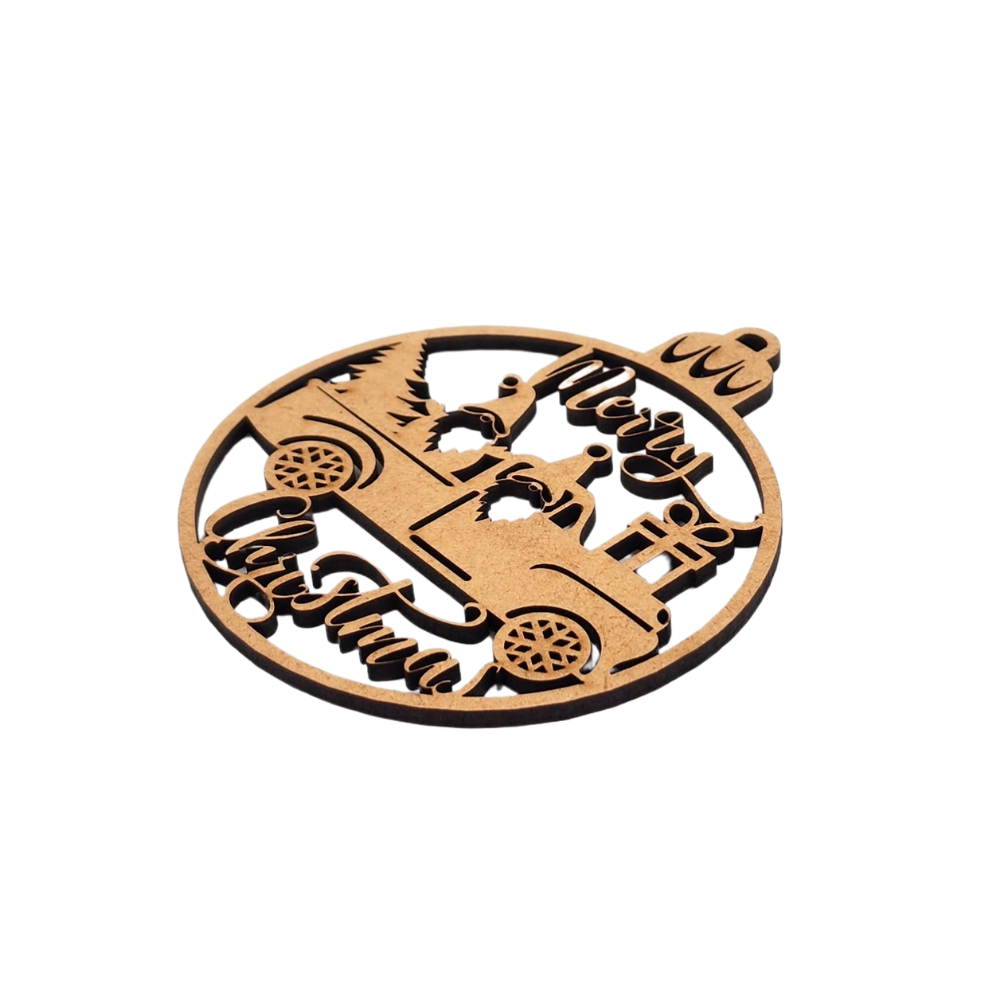 Merry Christmas Bauble laser wooden cutout