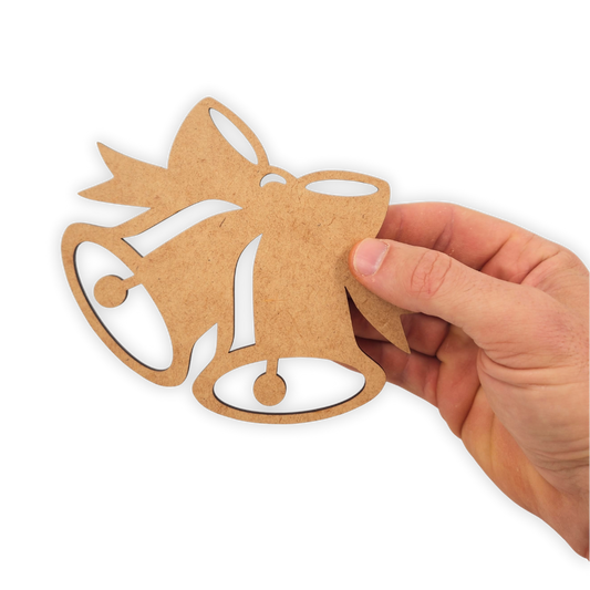 Christmas bells with a bow wooden cut decor