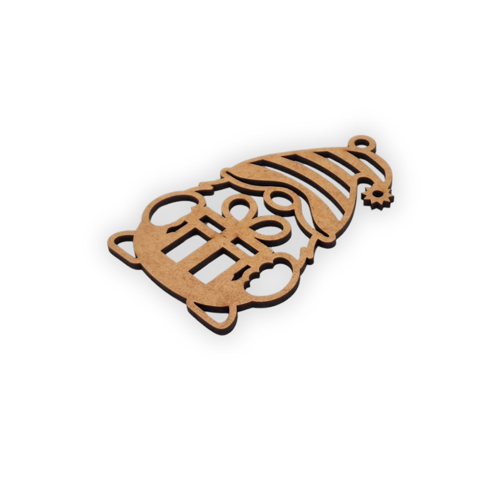 Christmas gnome with a gift wooden blank decoration for painting