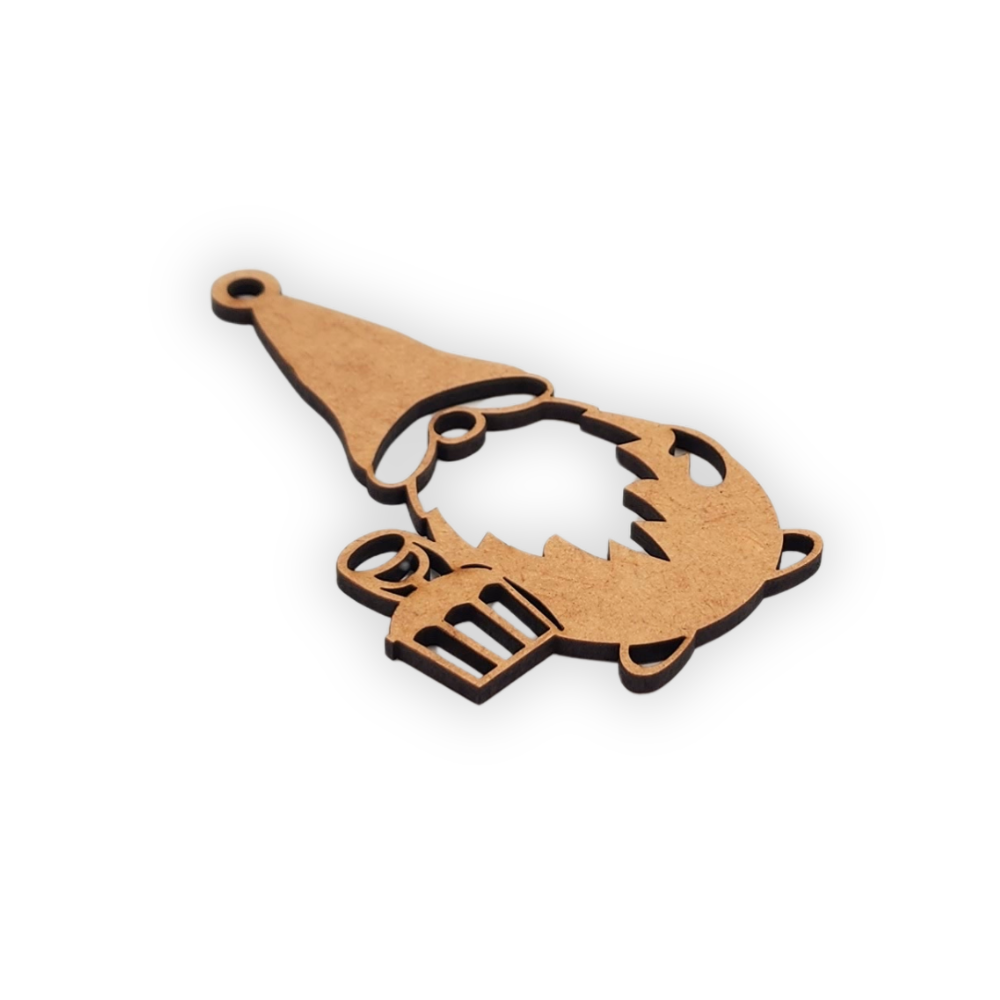 Christmas gnome with lantern wooden cutout decoration