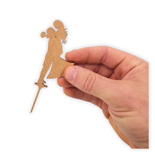 Dancing couple wood cake topper