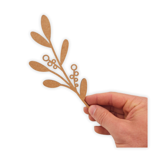 Decorative laser wooden blank cutout of a leafy flower/plant