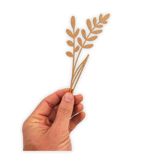 Decorative laser wooden blank cutout of a leafy flower/plant