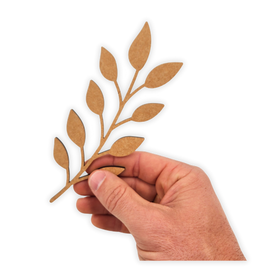 Decorative laser wooden blank cutout of a leafy flower/plant