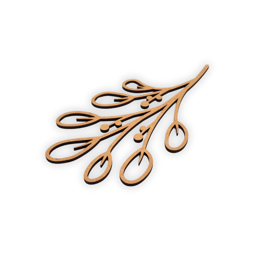 Decorative laser wooden blank cutout of a leafy flower/plant