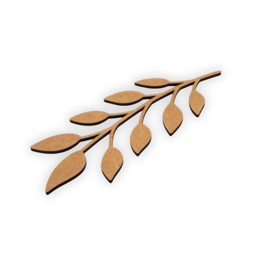 Decorative laser wooden blank cutout of a leafy flower/plant