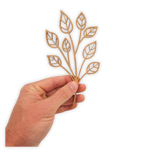 Decorative laser wooden blank cutout of a leafy flower/plant