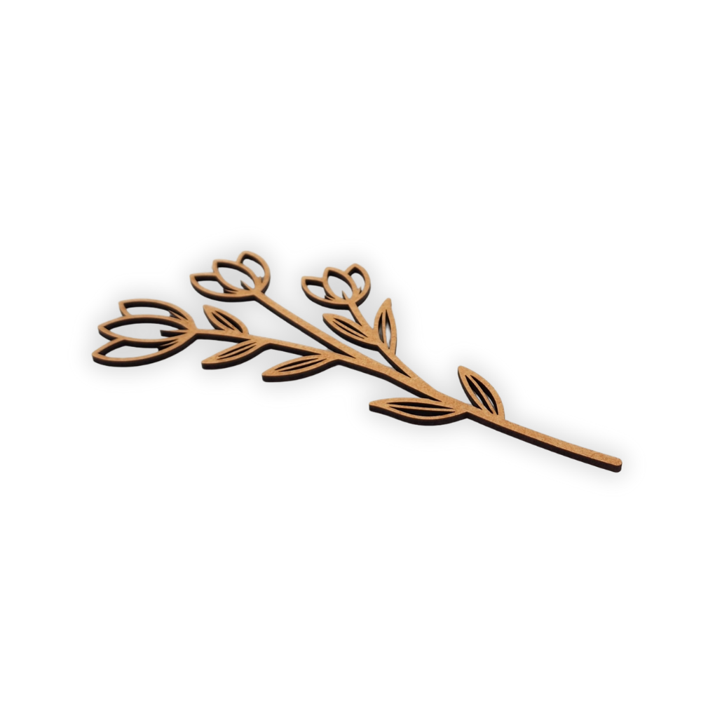 Decorative laser wooden blank cutout of a leafy flower/plant