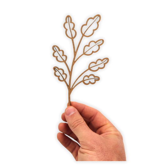Decorative laser wooden blank cutout of a leafy flower/plant