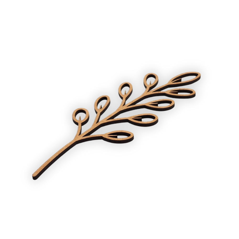 Decorative laser wooden blank cutout of a leafy flower/plant