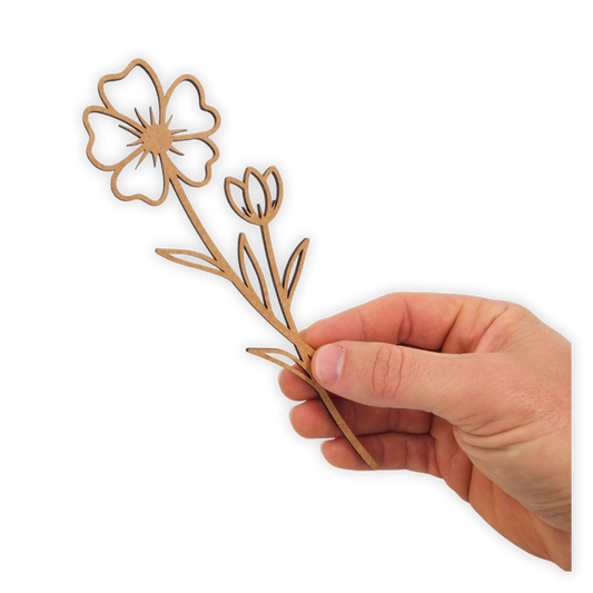 Decorative laser wooden blank cutout of a leafy flower/plant