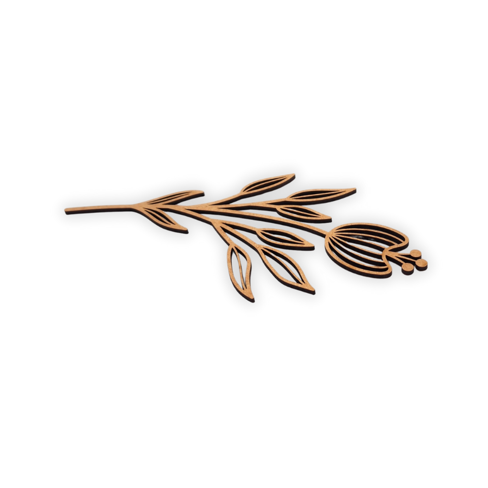 Decorative laser wooden blank cutout of a leafy flower/plant