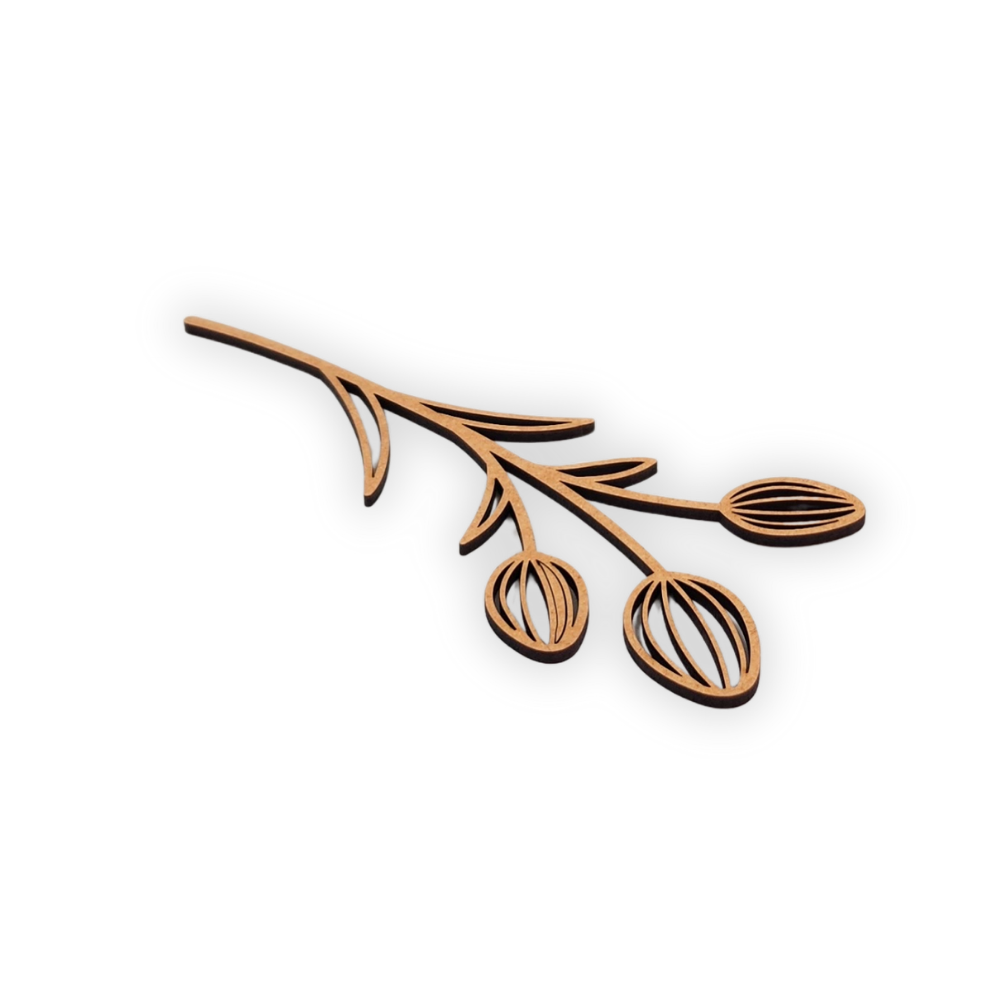 Decorative laser wooden blank cutout of a leafy flower/plant