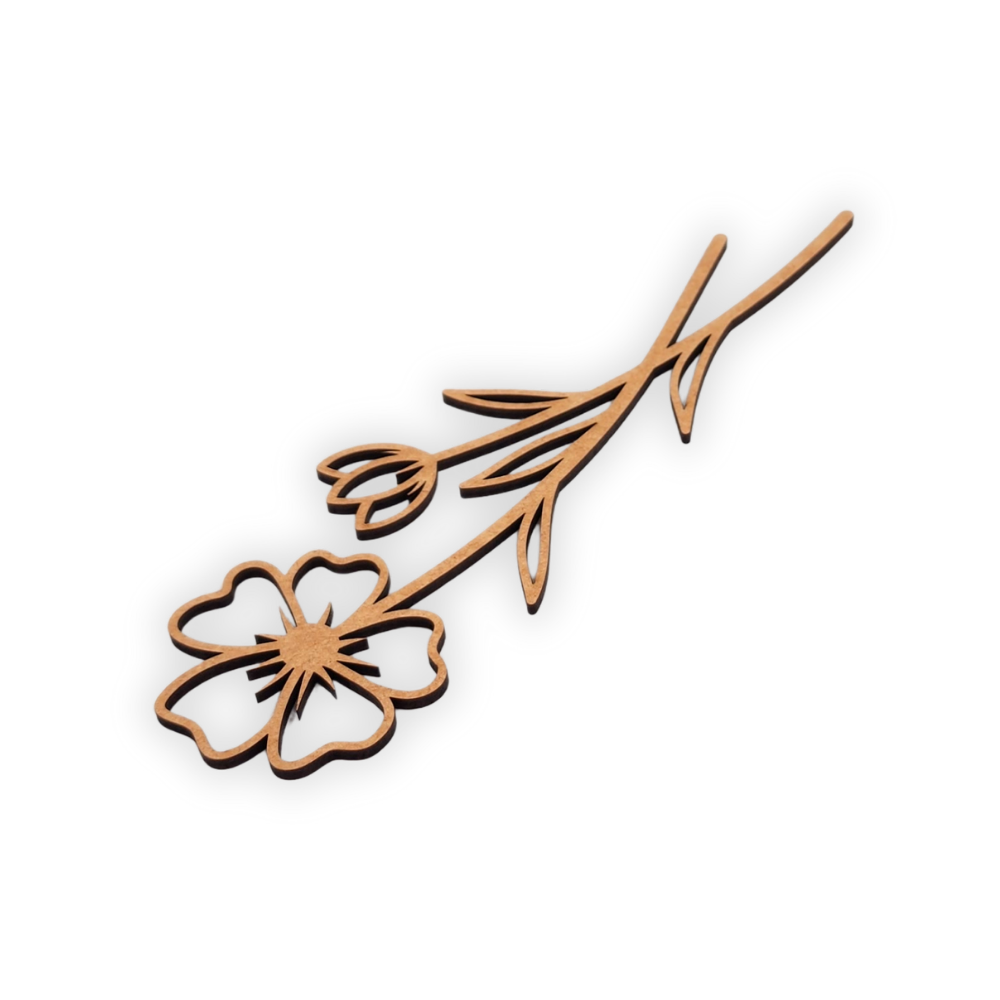 Decorative laser wooden blank cutout of a leafy flower/plant