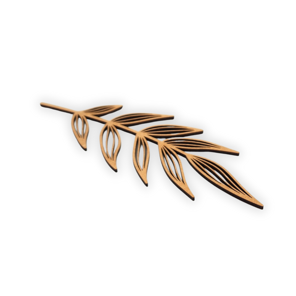 Decorative laser wooden blank cutout of a leafy flower/plant