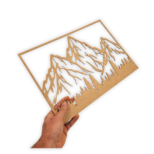 Mountain and forest wall art wooden decor cutout