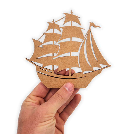 Wooden blank laser cut pirate sailing ship