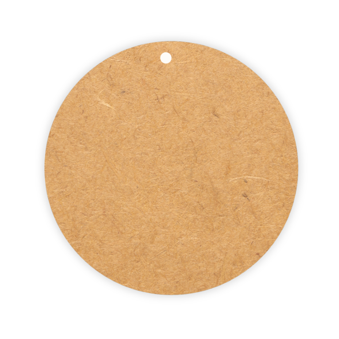 Gift tag circle cut from wood