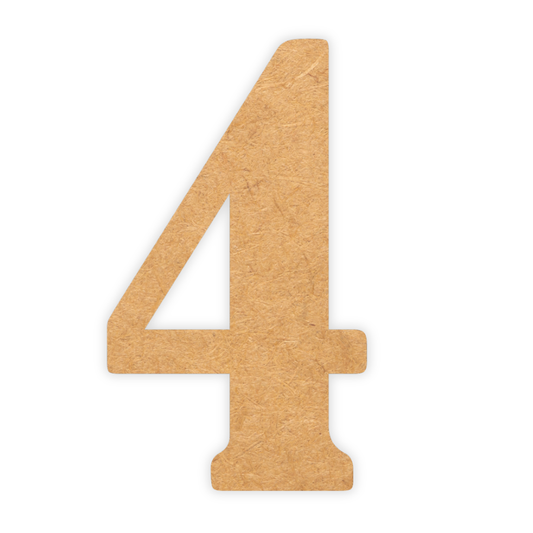 MDF wood laser cutout for kids parties of the number four