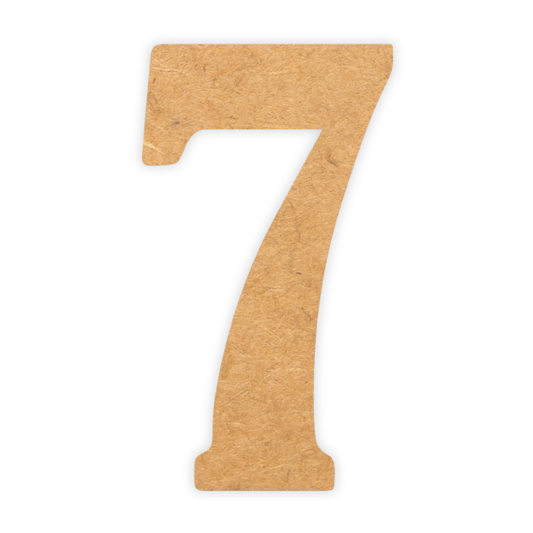 MDF wood laser cutout for kids parties of the number seven