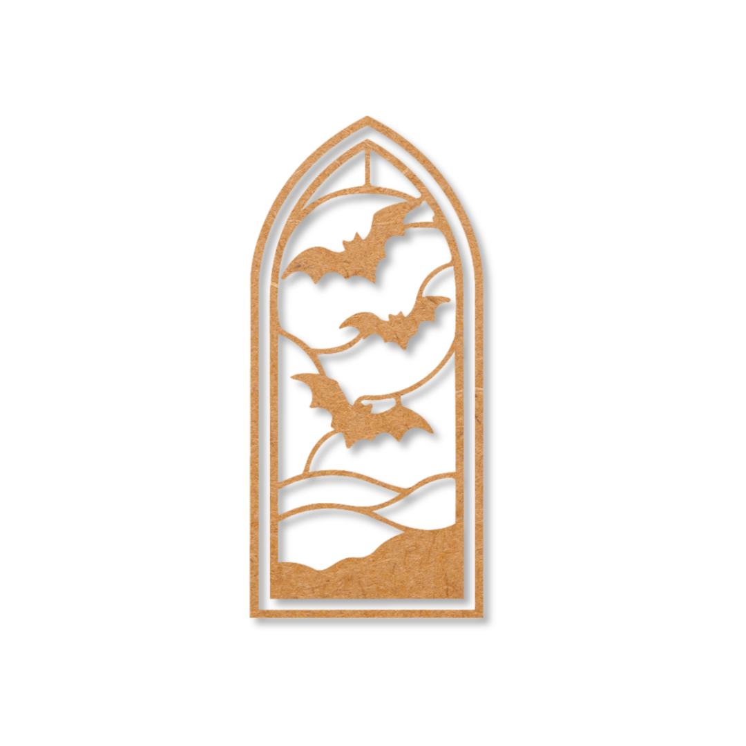 Halloween Cathedral Window with Bats
