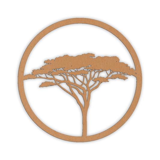 Acacia Tree in a circle wooden cutout