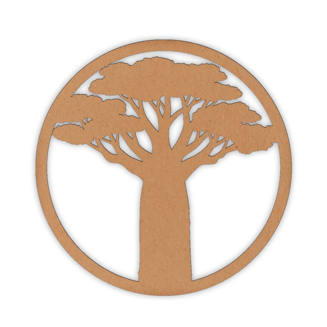 Baobab tree in a circle wooden cutout