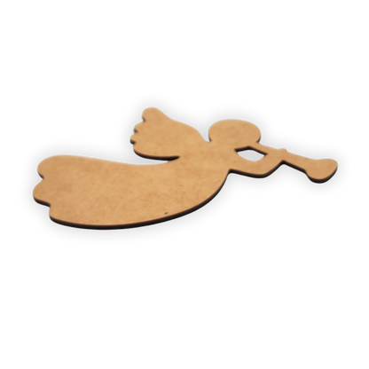 Christmas angel blowing a trumpet wooden cutout