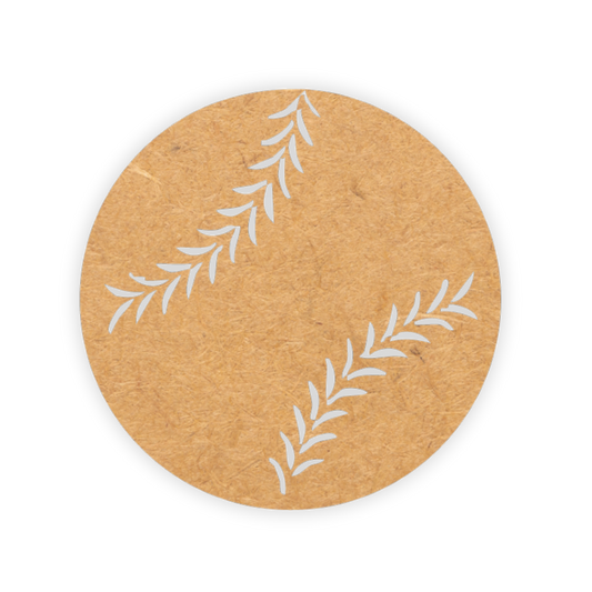 Wooden cutout of a baseball