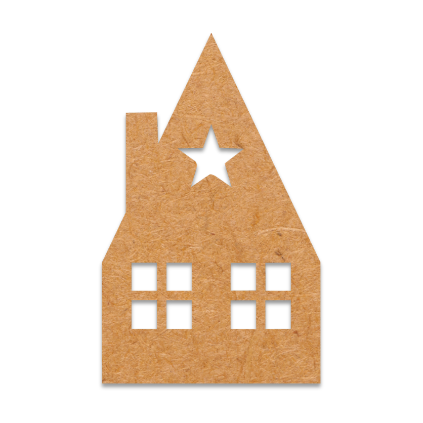 Laser cut building with star window blank on MDF