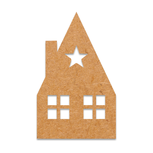 Laser cut building with star window blank on MDF