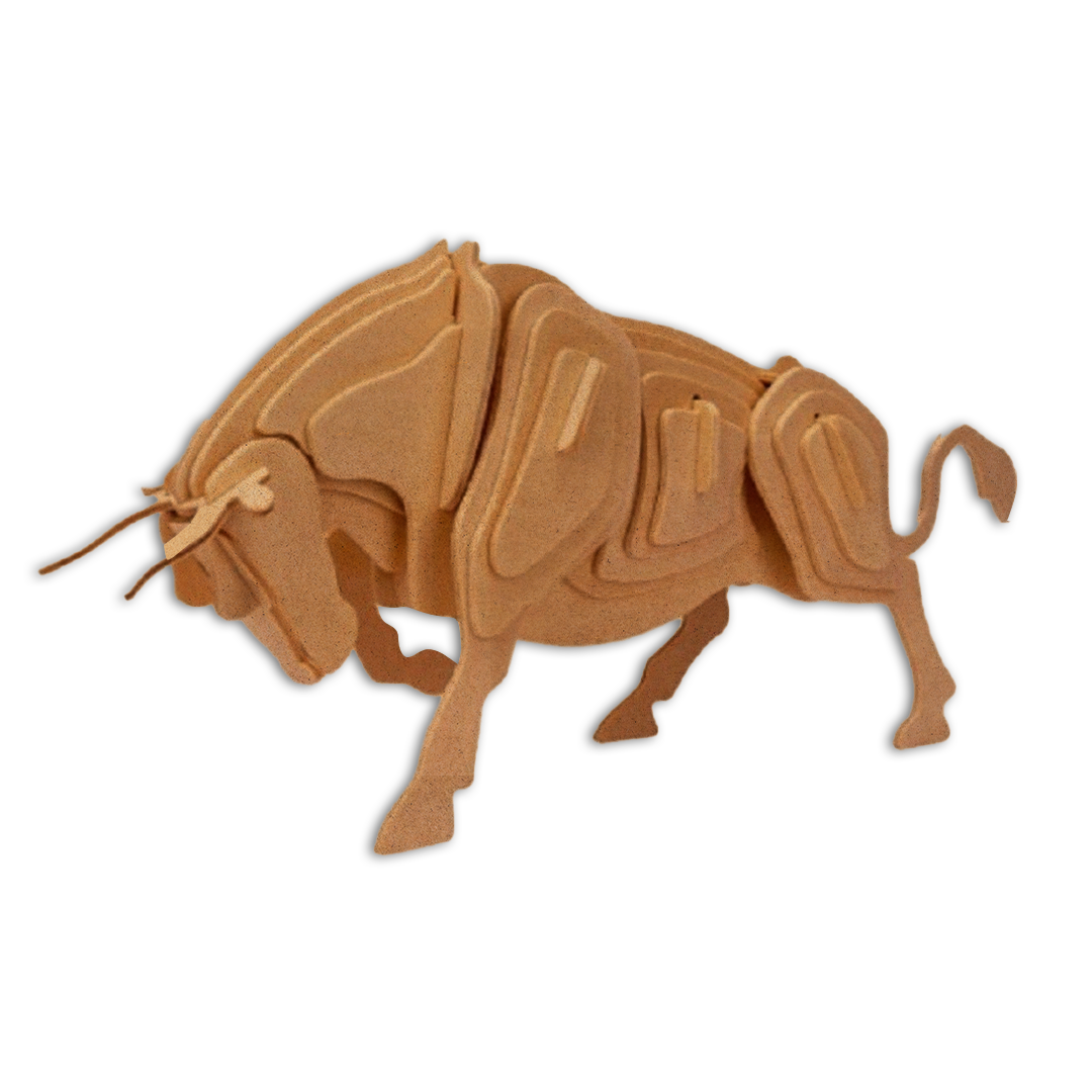 Wood laser cut animal bull puzzle