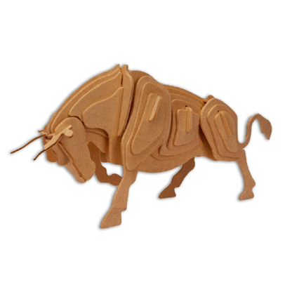 Wood laser cut animal bull puzzle
