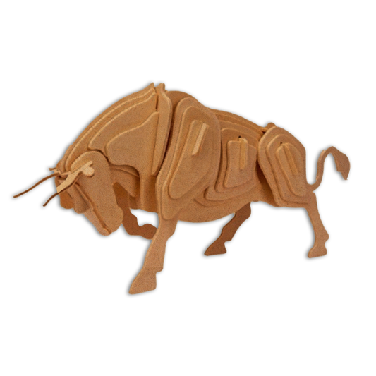 Wood laser cut animal bull puzzle
