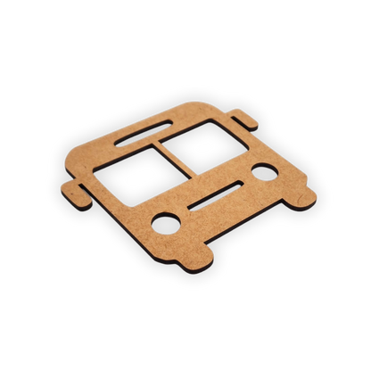 Front facing wooden laser cut school bus