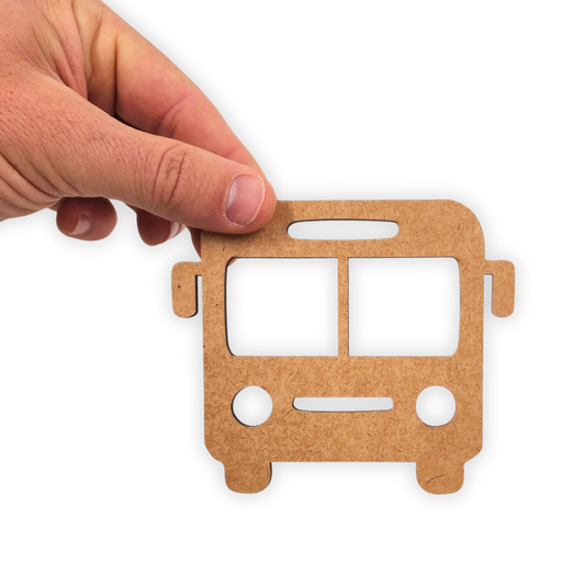 Front facing wooden laser cut school bus