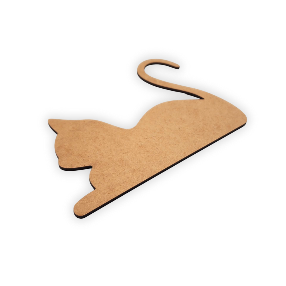Stretching cat wooden craft cutout