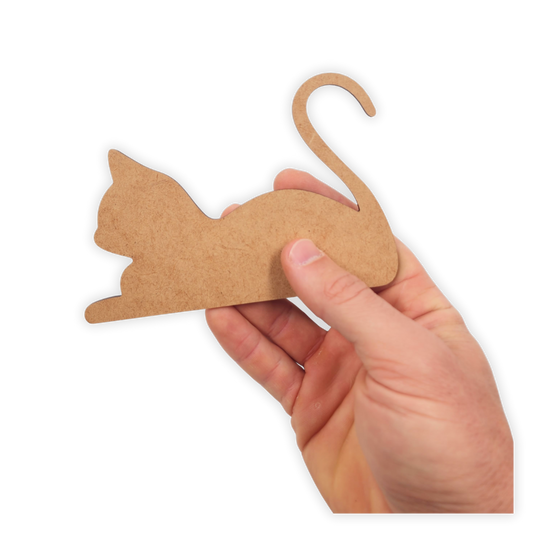 Stretching cat wooden craft cutout