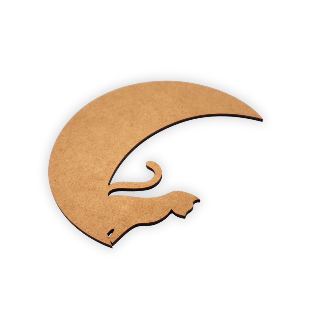 Cat and half moon wood blank cutout