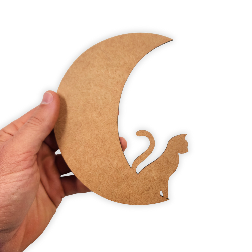 Cat and half moon wood blank cutout