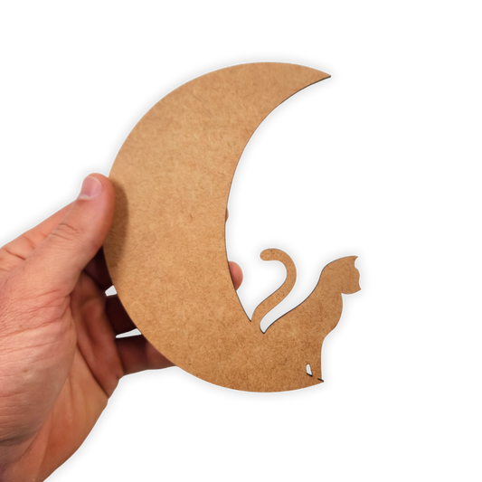 Cat and half moon wood blank cutout
