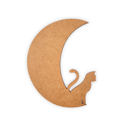 Cat and half moon wood blank cutout