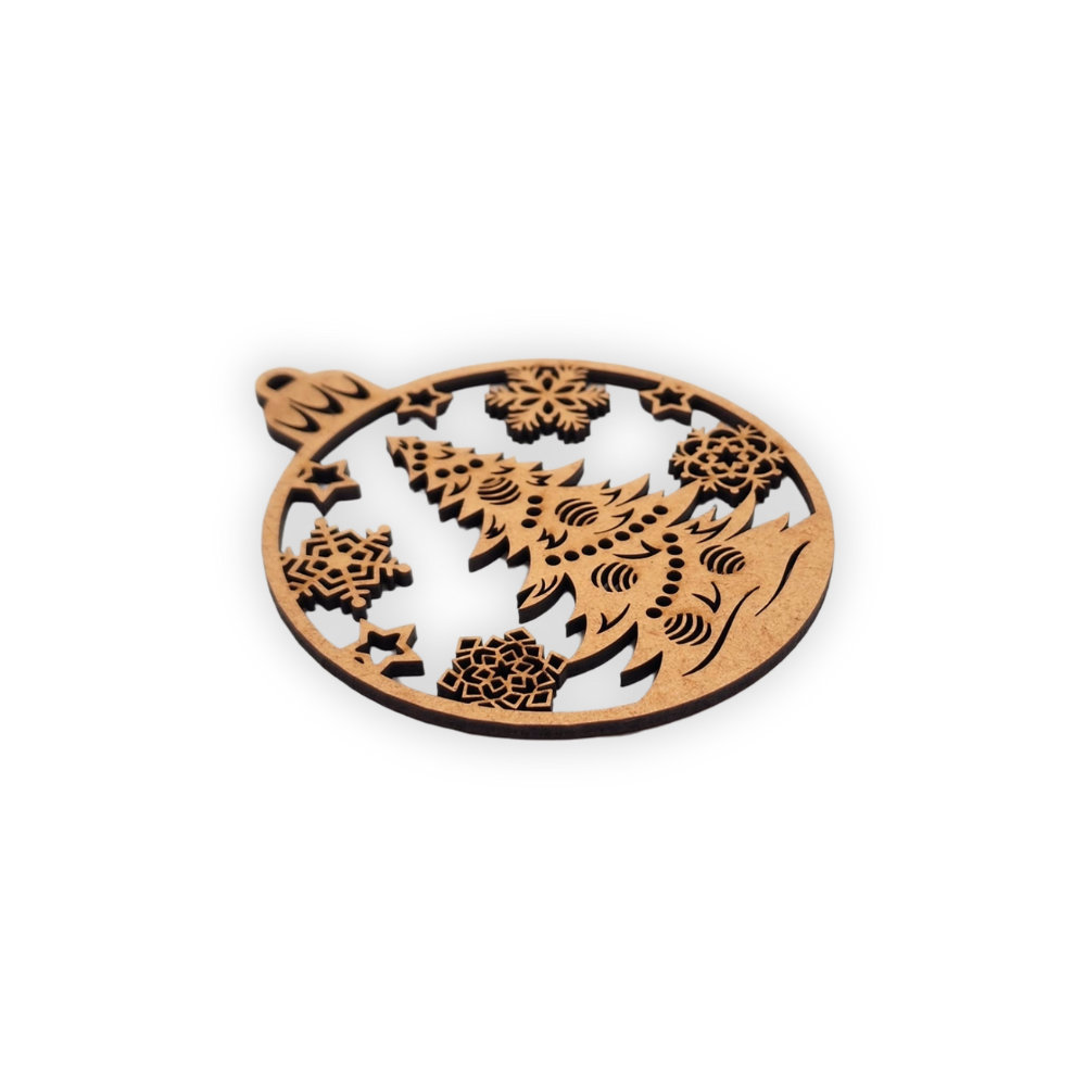 Christmas Tree and Snowflake wooden bauble decor ornament