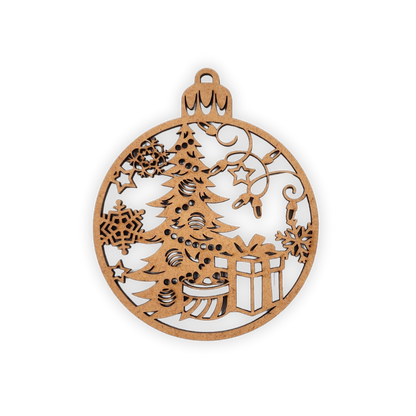 Christmas tree with gifts bauble decor