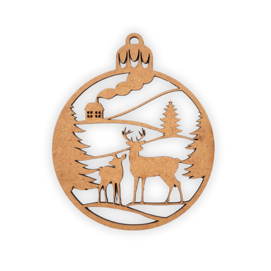 Woodland deer Christmas bauble decoration laser cutout