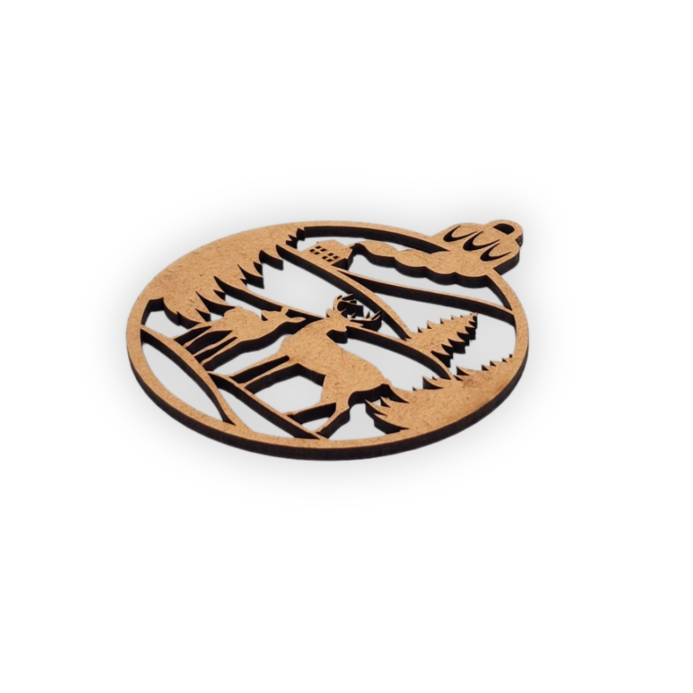 Woodland deer Christmas bauble decoration laser cutout