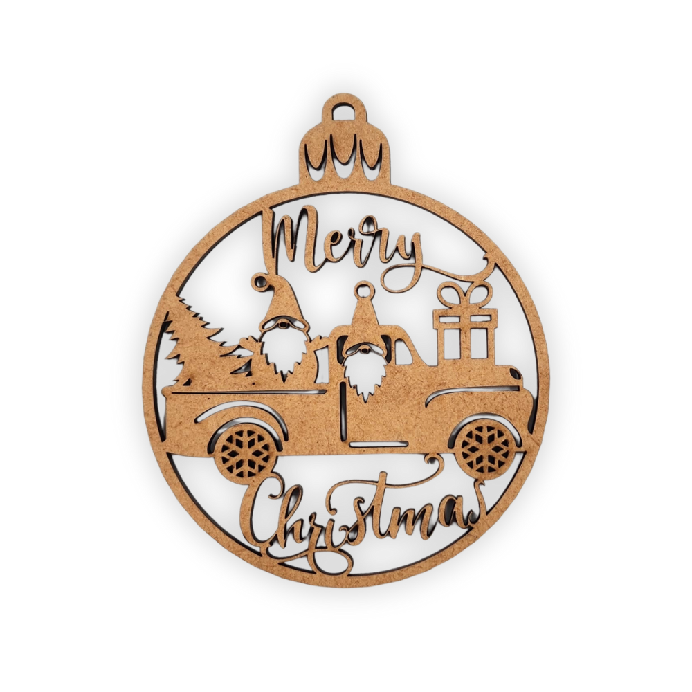 Merry Christmas Bauble laser wooden cutout