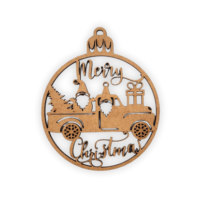 Merry Christmas Bauble laser wooden cutout