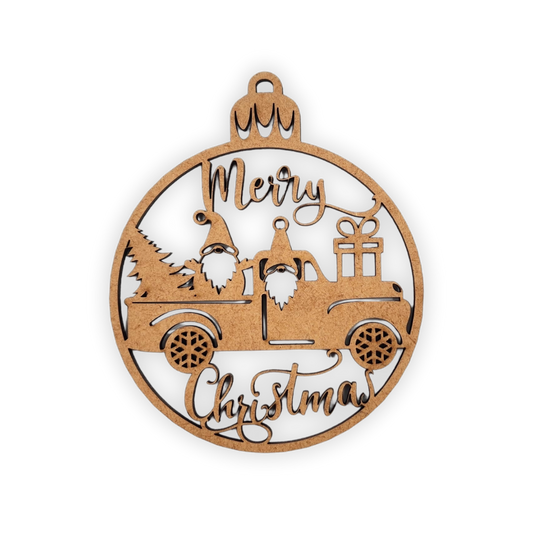 Merry Christmas Bauble laser wooden cutout