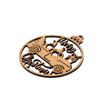 Merry Christmas Bauble laser wooden cutout